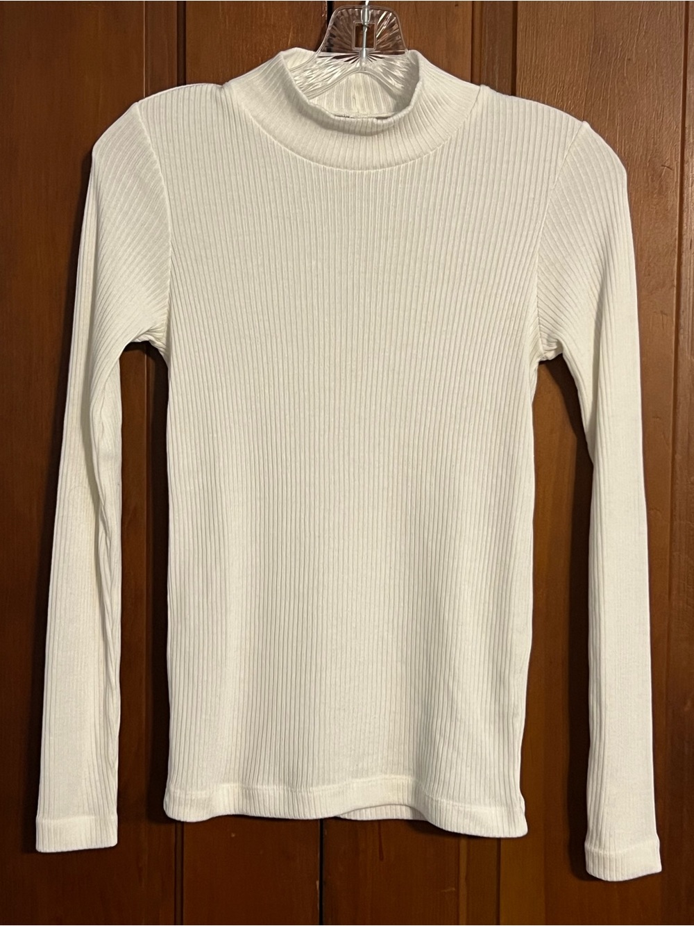 Uniqlo Ribbed Long Sleeve Turtleneck Top White Size XS Basic Layering Piece